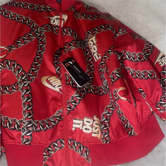 Nike glam dunk, red and gold chain bomber jacket - Picture 3 of 5